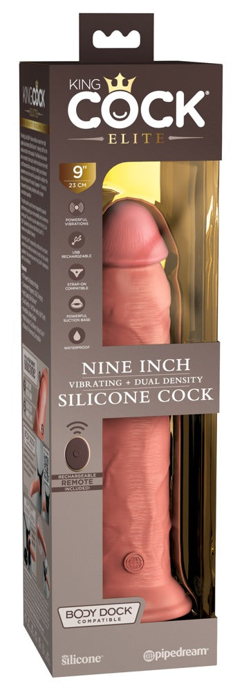 Pénis de Silicone de 22,8 cm Vibratório + Densidade Dupla com Controlo Remoto