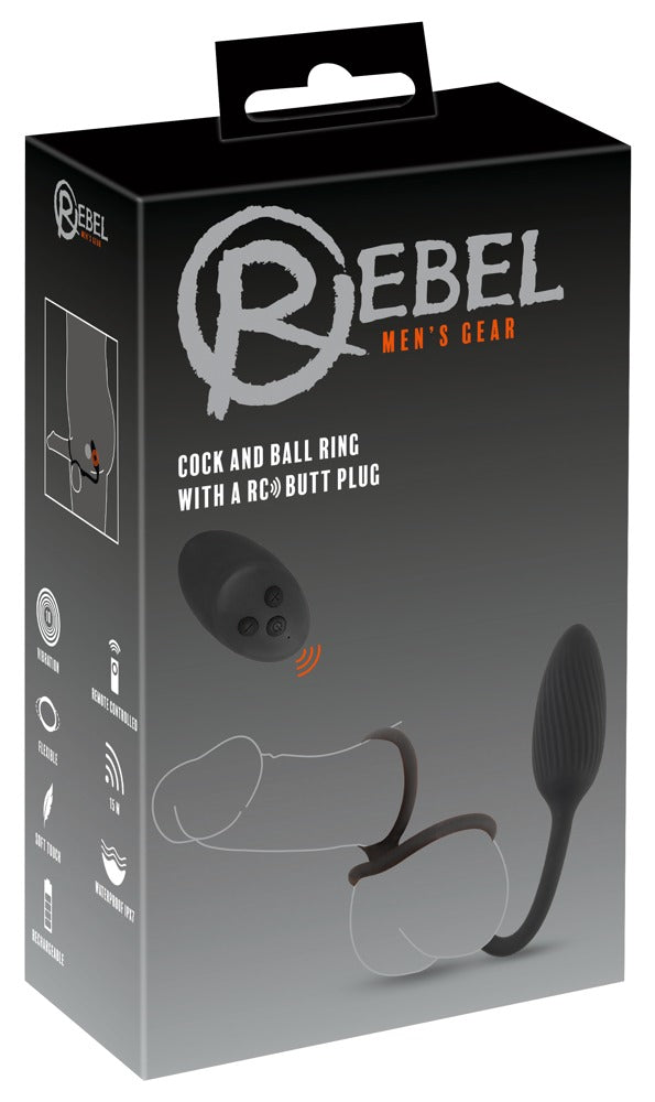 Anel para pénis e testículos com vibrador anal RC