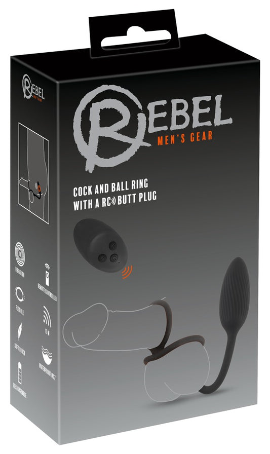 Anel para pénis e testículos com vibrador anal RC