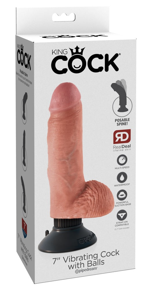 Pénis Vibratório de 7" com Testículos