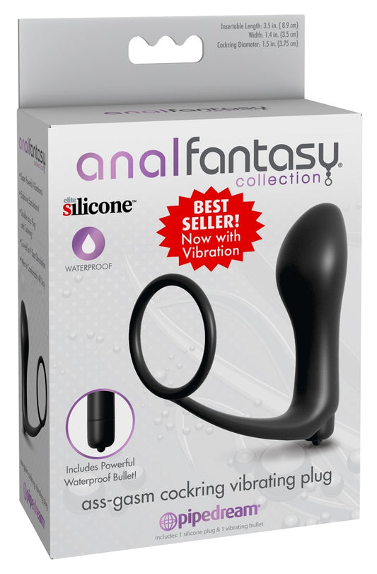 Ass-Gasm Plug Vibratório com Anel Peniano